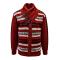 Silversilk Cranberry Red / Black / White Buckled Shawl Collar Zip-Up Sweater 7206